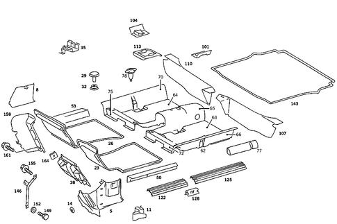 Front Panel Pillar Panelling, Lining on Floor and Footrest for 1984 Mercedes-Benz 380SE #0