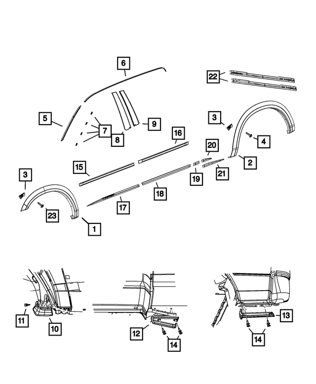 68247519AD - Exterior Ornamentation: Body Side Molding, Left for Mopar Image