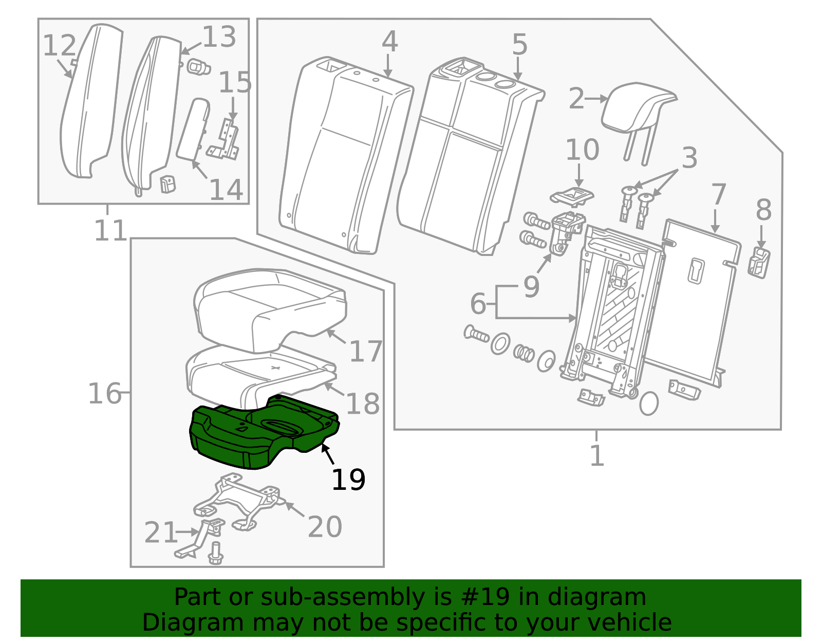2013-2022 GM Passenger Side Rear Seat Cushion Side Frame 95083383 GM ...