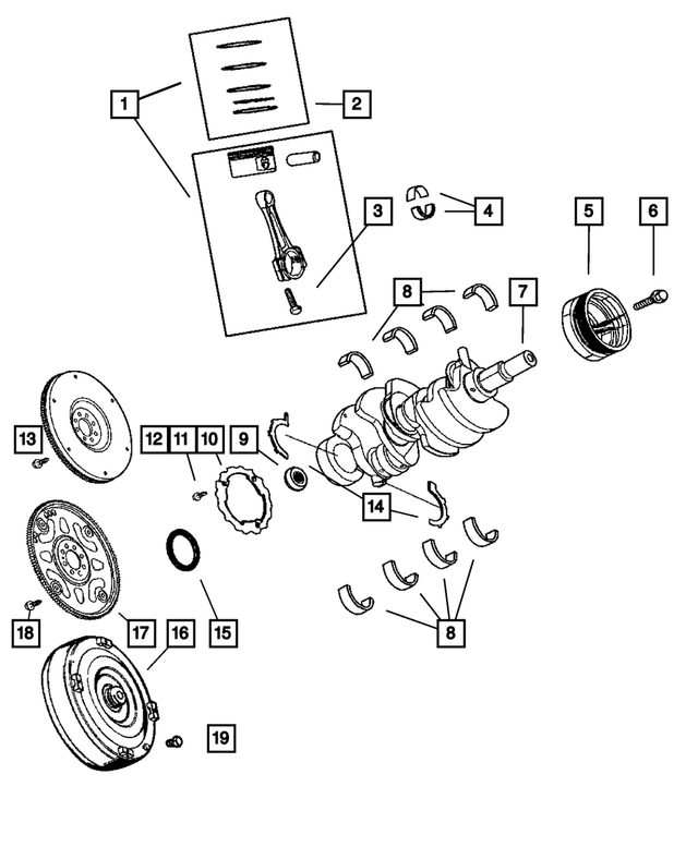 5066736AB - Engine 3.7L Six Cylinder [EKG]: Crankshaft Bearing Package for Mopar Image