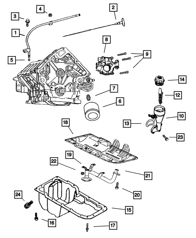 53021675AB - Engine 4.7L Eight Cylinder: Oil Filler Tube for Mopar Image image