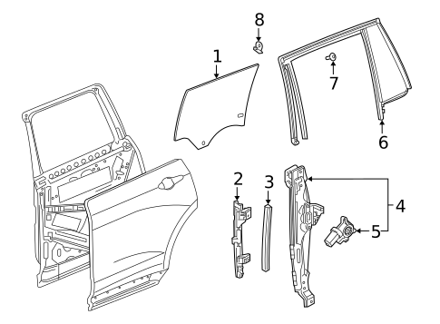Glass - Rear Door for 2022 Cadillac XT6 #0