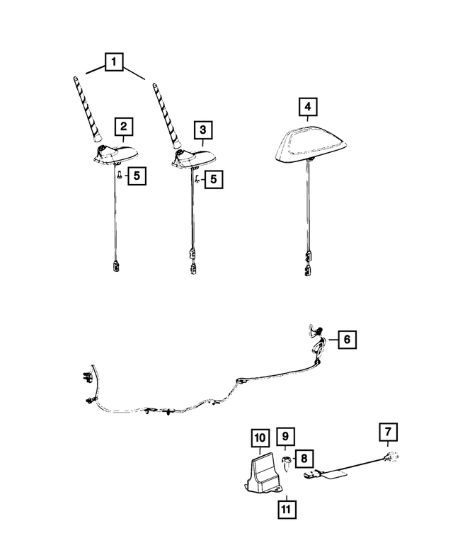 68487091AA - Electrical: Cable &amp; Base Assy Antenna for Jeep: Cherokee, Compass Image