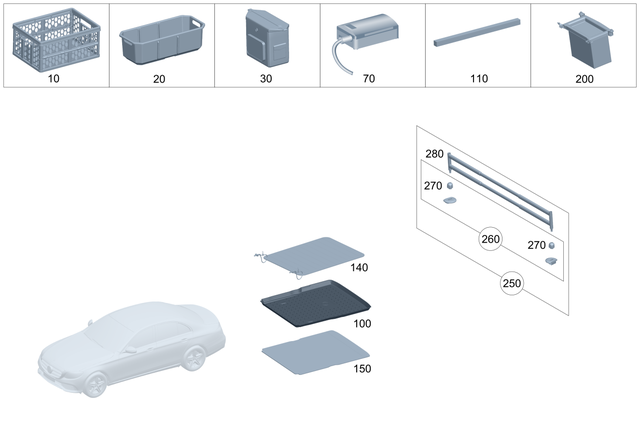 2048600051 - Load Compartment Trunk Equipment: Mount for Mercedes-Benz: 180A, 220a, 350SD, A220, C300, C350, C43 AMG, C63 AMG S E Performance, CLA250, CLS450, CLS53 AMG, GLC300, GLC43 AMG, GLC63 AMG, GLC63 AMG S, Maybach S580, Maybach S680, S500, S580, S580e, S63 AMG E Performance Image