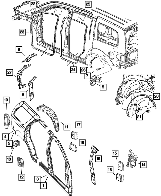 5134159AA - Body Sheet Metal Except Doors: Body Side Aperture Front Panel Package, Left for Mopar Image