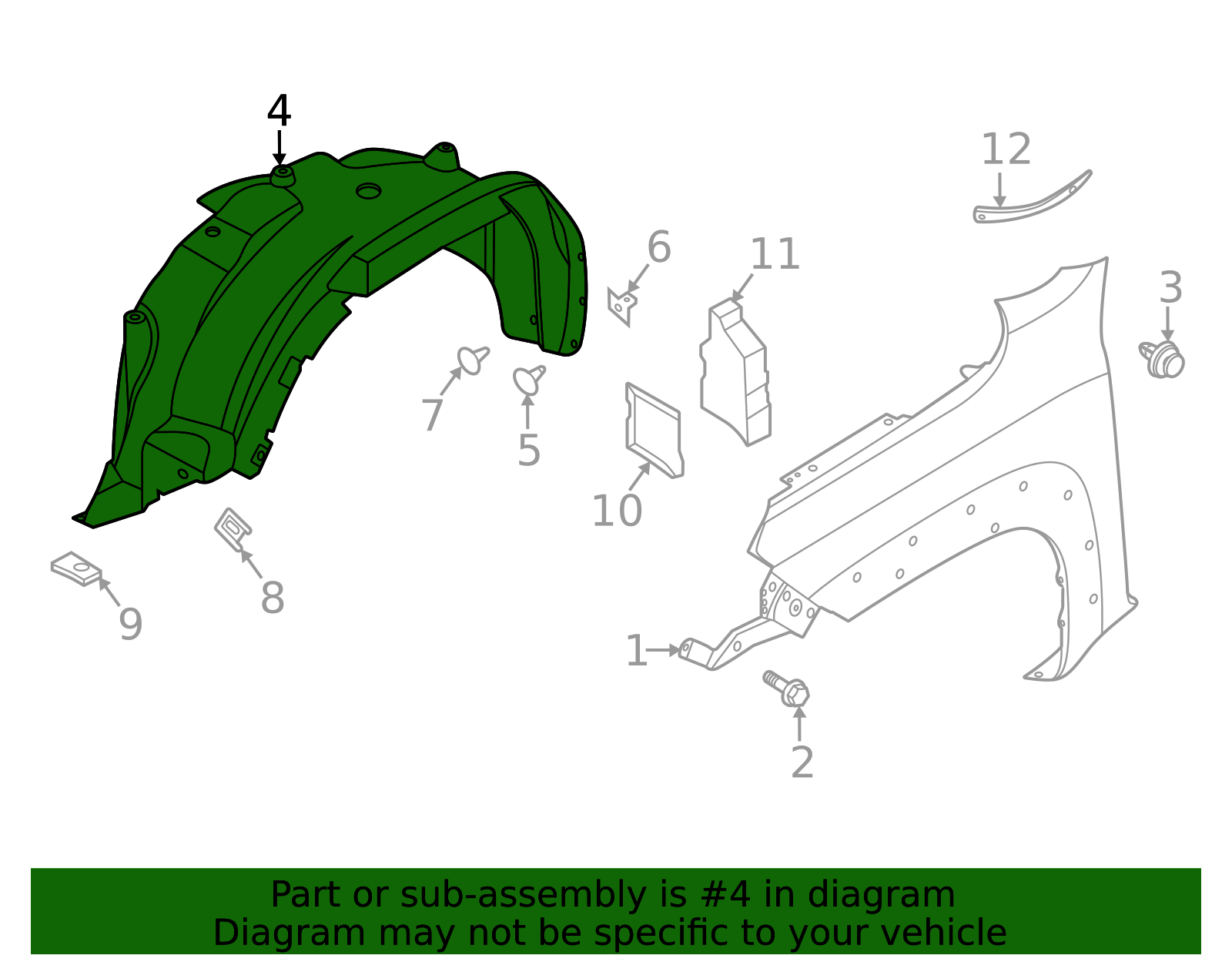 2022-2026 Nissan Frontier Front Fender Protector, Left 63841-9BU1A