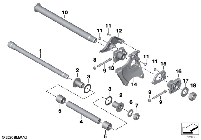33358528769 - Rear Axle, Rear-Wheel Drive, Suspension: Swinging Fork Pivot -  for BMW-Motorrad Image image