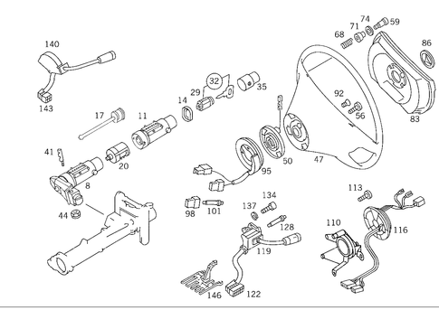 Steering Wheel and Steering Wheel Lock for 1993 Mercedes-Benz 600SL #2