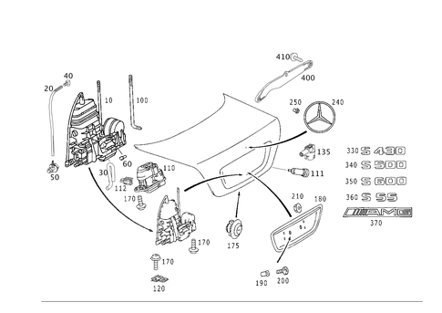Rear Lid Latch-Type Lock, Rear Lid Attachment Parts for 2006 Mercedes-Benz S 55 AMG&reg; #2