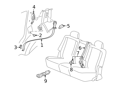 Rear Seat Belts for 2008 Chrysler Aspen #1