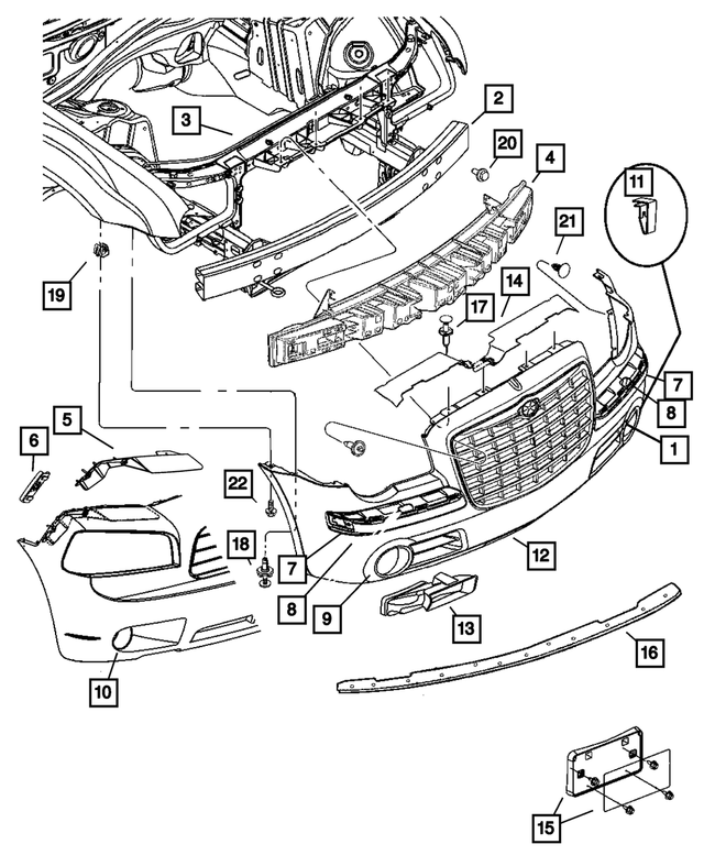 4854674AA - Frame, Bumper and Fascia: Front Fascia for Mopar Image