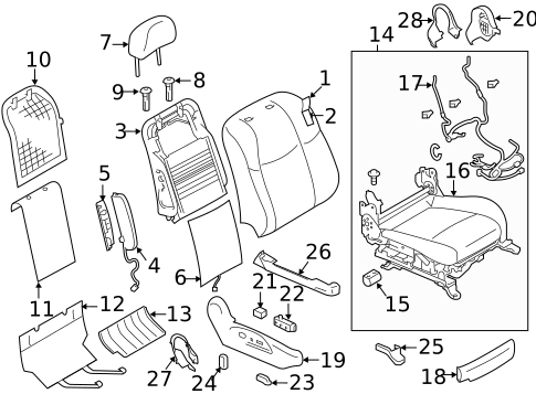 Front Seat Components for 2014 INFINITI Q70 #2