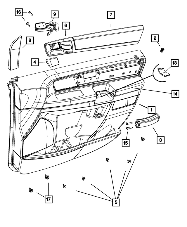 1UX62HL9AA - : Front Door Trim Armrest, Right for Mopar Image