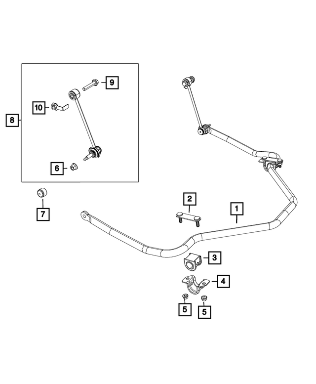 68160330AA - Rear Suspension: Rear Suspension Stabilizer Bar for Mopar Image