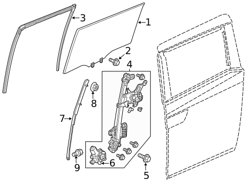Glass - Side Door for 2011 Honda Odyssey #1