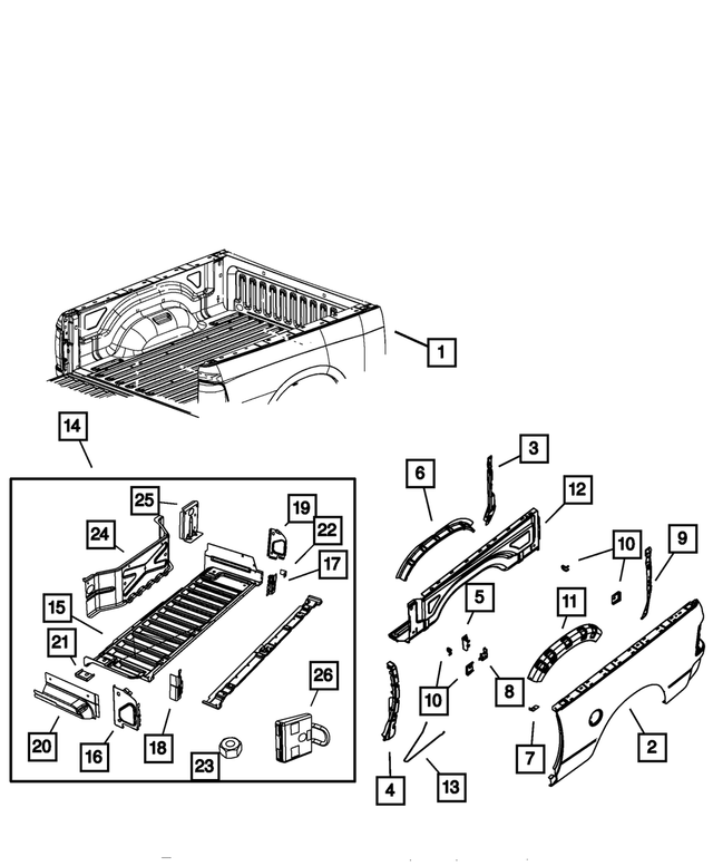68032251AA - Body Sheet Metal Except Doors: Box Side Extension, Left for Mopar Image