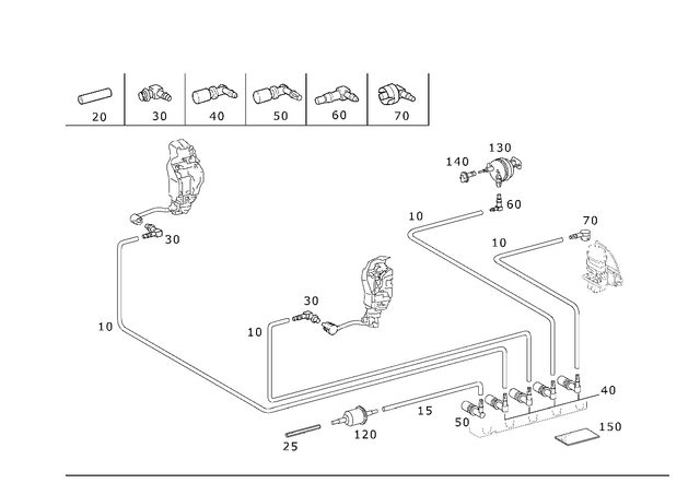 1581435 - Vacuum System/Hydraulic System: Piping for Mercedes-Benz: 180C, 190, 190D, 190E, 200, 200D, 220, 220D, 230, 240D, 250C, 260E, 280, 280C, 280CE, 280E, 280S, 280SE, 280SEL, 300CE, 300D, 300E, 300SD, 300SE, 300SEL, 300SL, 300TD, 300TE, 350SL, 380SE, 380SEC, 380SEL, 380SL, 380SLC, 400E, 400SE, 400SEL, 450SE, 450SEL, 450SL, 450SLC, 500E, 500SEC, 500SEL, 500SL, 560SEC, 560SEL, 560SL, 600, 600SEL, 600SL, C220, C230, C240, C280, C32 AMG, C320, C350, C43 AMG, C55 AMG, CL500, CL55 AMG, CLK320, CLK350, CLK430, CLK500, CLK55 AMG, CLK550, CLK63 AMG, E420, E430, S420, S430, S55 AMG, SL320, SL500, SL55 AMG, SL550, SL600, SL63 AMG, SL65 AMG, SLK230, SLK320 Image image