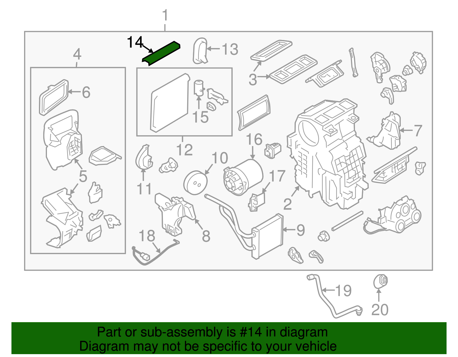 Evaporator Core Upper Cover - Nissan (92560-AG000)