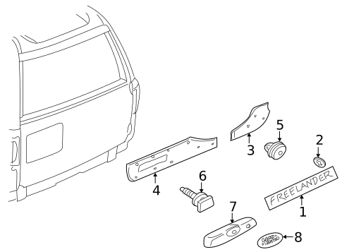 Exterior Trim - Back Door for 2003 Land Rover Freelander #0