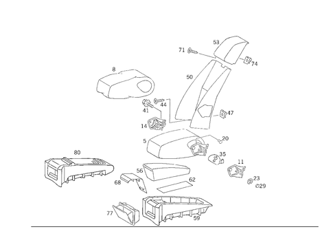 Folding Armrest, Seat Adapter for 1989 Mercedes-Benz 300CE #2