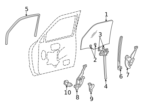 Glass - Front Door for 1999 Ford Ranger #0