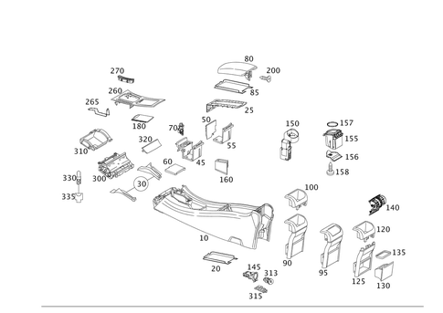 Housing with Tray, Armrest, and Ashtray for 2002 Mercedes-Benz C230 #0