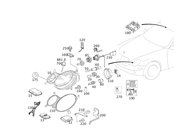 2118201661 - Electrical System: Lamp Unit for Mercedes-Benz: E320, E500, E55 AMG Image image