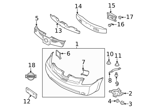 Bumper & Components - Front for 2006 Nissan Quest #0