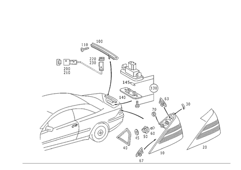Rear Lamps, Additional Stop Light, and License Plate Lamp for 2002 Mercedes-Benz CL55 AMG #0