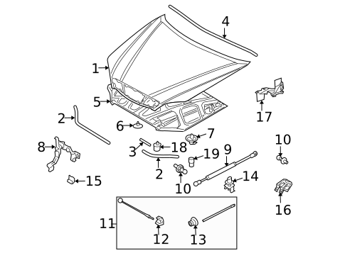 Hood & Components for 2004 Suzuki Verona #0