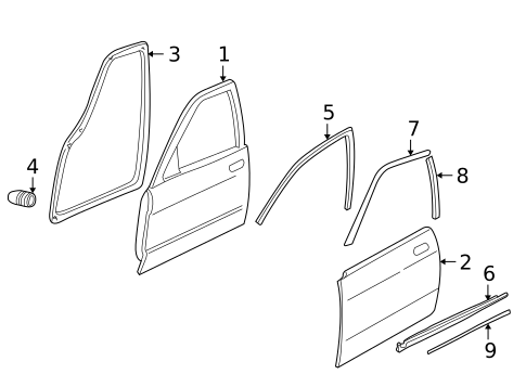 Exterior Trim - Front Door for 2001 Jaguar XJ8 #0