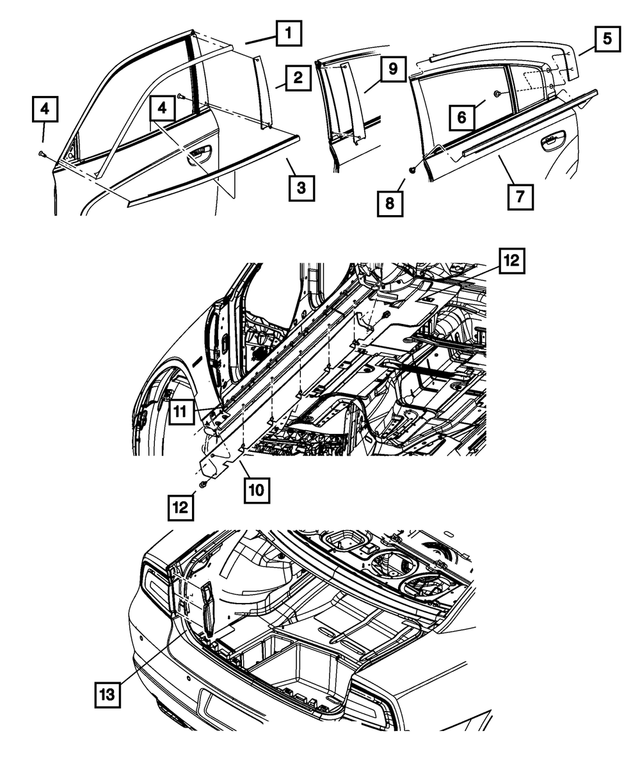 68040034AE - Exterior Ornamentation: Front Door Belt Weatherstrip, Right Inner for Mopar Image