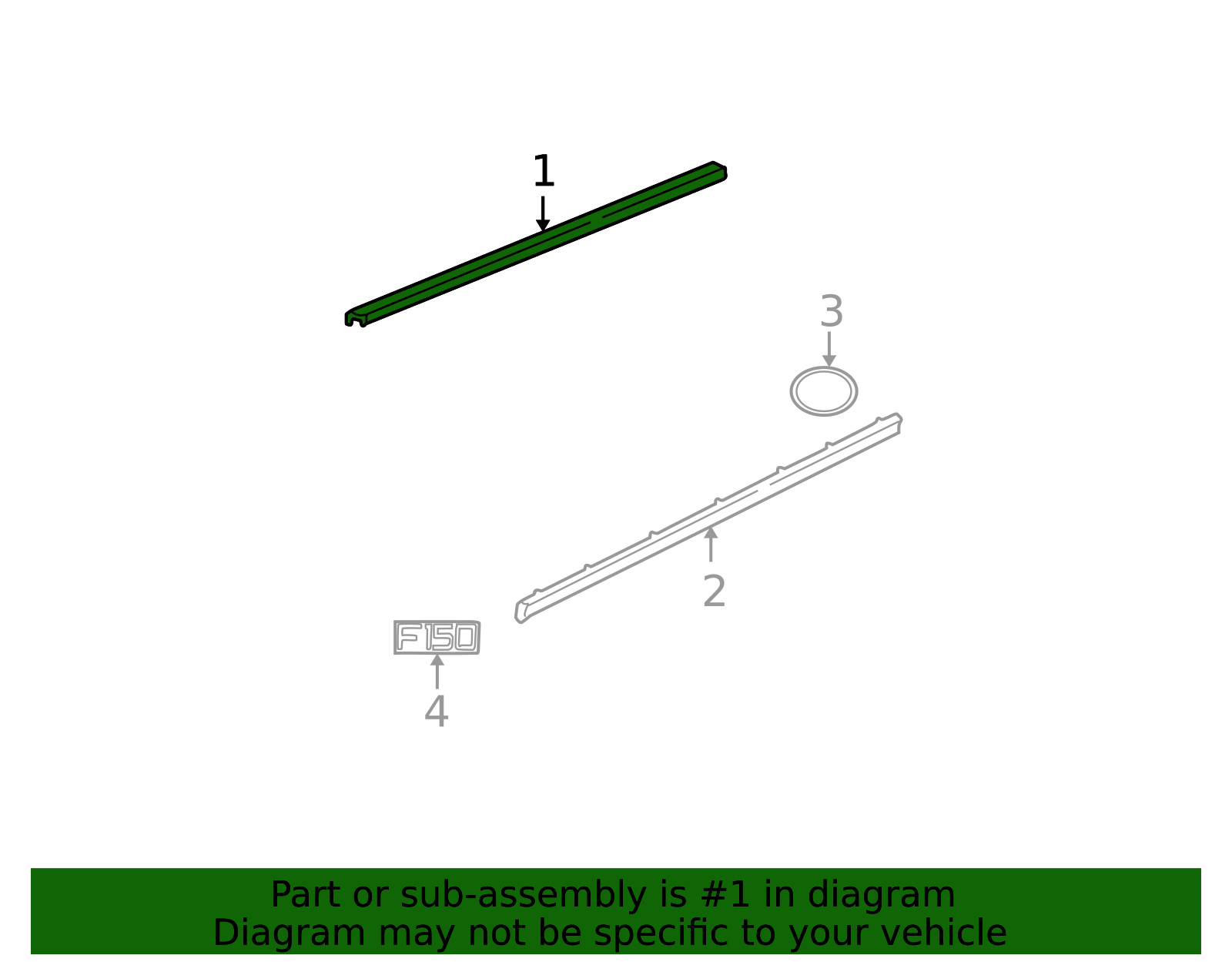 1997-2004 Ford Tail Gate Molding XL3Z-8340602-AAA | TascaParts.com