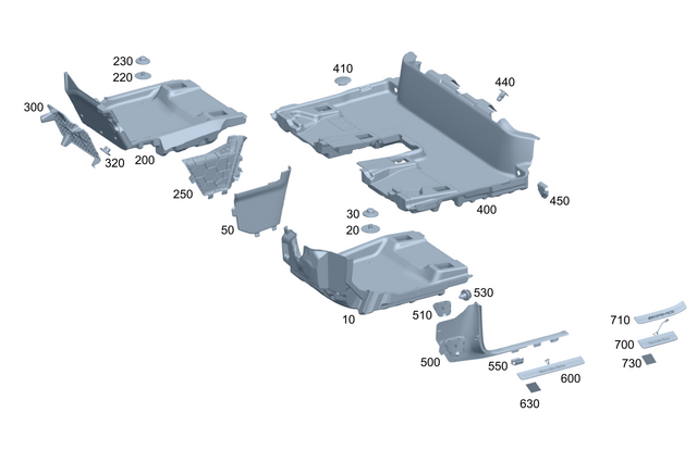 2946804902 - Instrument Panel/Center Console/Linings: Lining, Front Floor for Mercedes-Benz: EQE 350 SUV, EQE 350+ SUV, EQE 500 SUV, EQE AMG SUV Image image