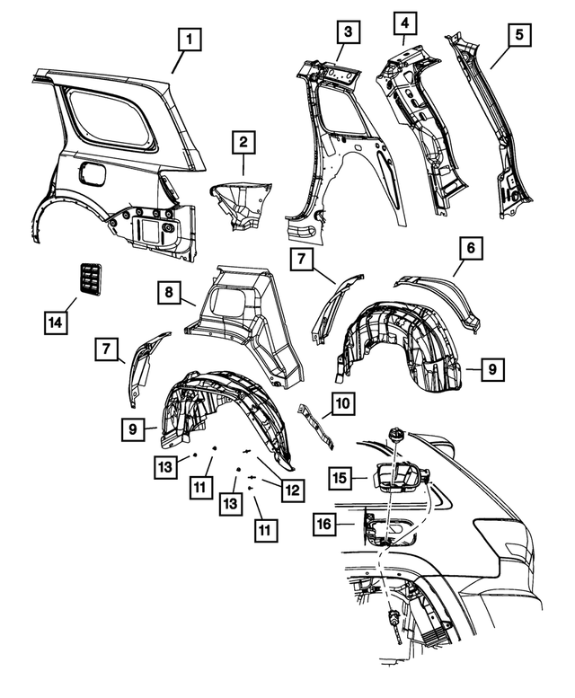68214291AC - Body Sheet Metal Except Doors: Body Side Aperture Outer Panel, Left for Mopar Image