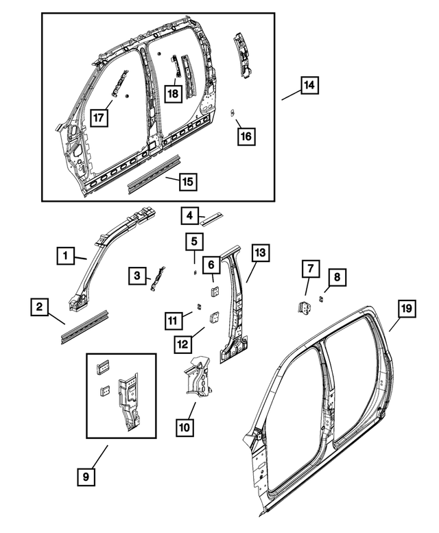 55372478AA - Body Sheet Metal Except Doors: Side Rail Reinforcement, Right for Mopar Image