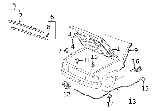 HOOD & COMPONENTS for 1999 INFINITI QX4 #0