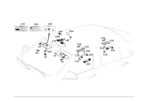 Sun Visor, Inside Rearview Mirror, Grab Handle for 2008 Mercedes-Benz C350 #0