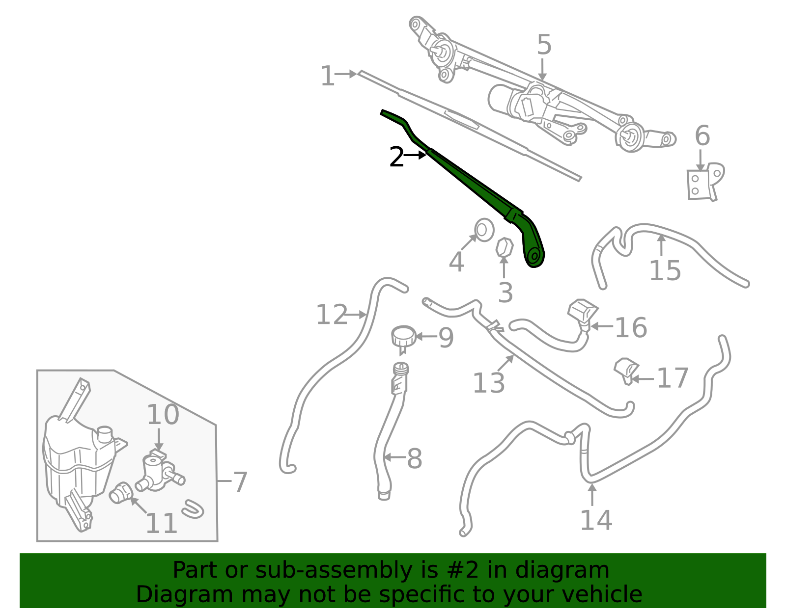 2009-2014 Nissan Cube Wiper Arm 28886-1FE0A | My Nissan Part