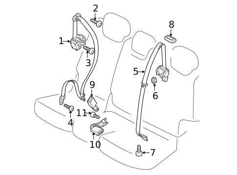 Rear Seat Belts for 2012 Volkswagen Touareg #0