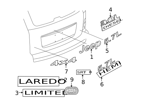 Exterior Trim - Lift Gate for 2008 Jeep Grand Cherokee #0