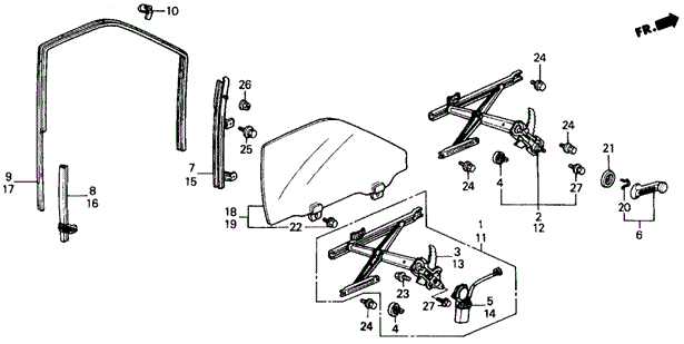 Front Door Window for 1990 Honda Civic #0