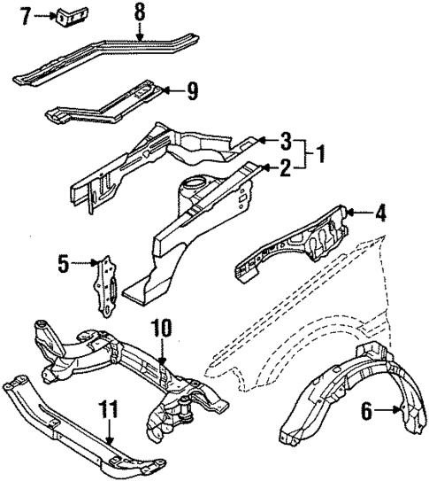 Structural Components & Rails for 1994 Mazda 323 #0