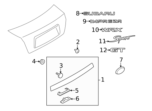 Exterior Trim - Trunk for 2010 Subaru Impreza #0