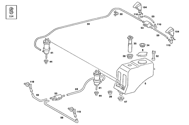 1248600247 - Windshield Washer, Emergency Equipmt: Nozzle for Mercedes-Benz: 190, 190D, 190E, 200, 200D, 300D, 300E, 300TD, 300TE Image image