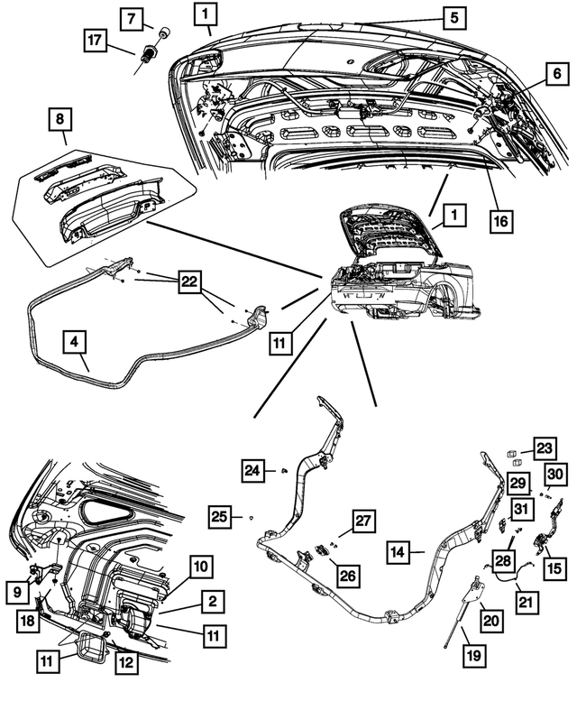 5008826AJ - Body Sheet Metal Except Doors: Decklid Weatherstrip for Mopar Image