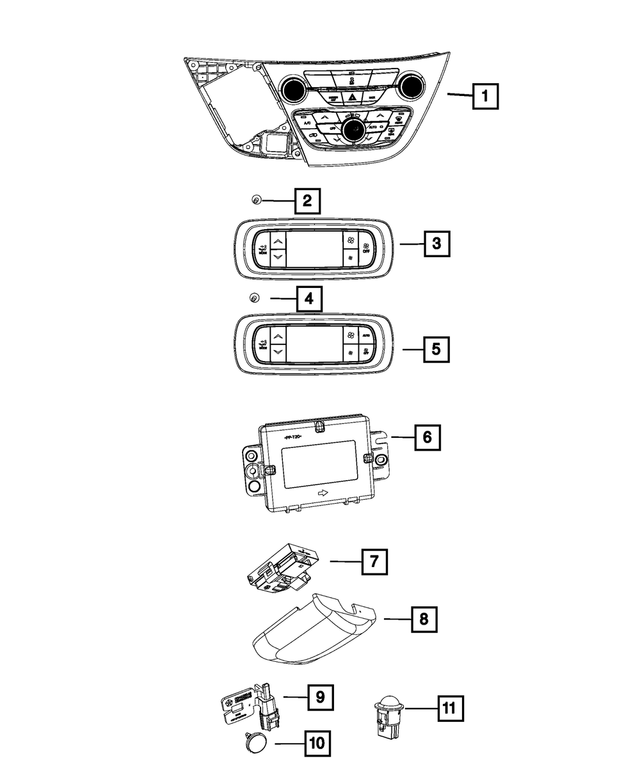 6UX571X8AA - Air Conditioners and Heaters: Vehicle Feature Controls Center Stack for Mopar Image