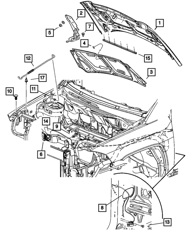 5054330AF - Body Sheet Metal Except Doors: Hood for Mopar Image