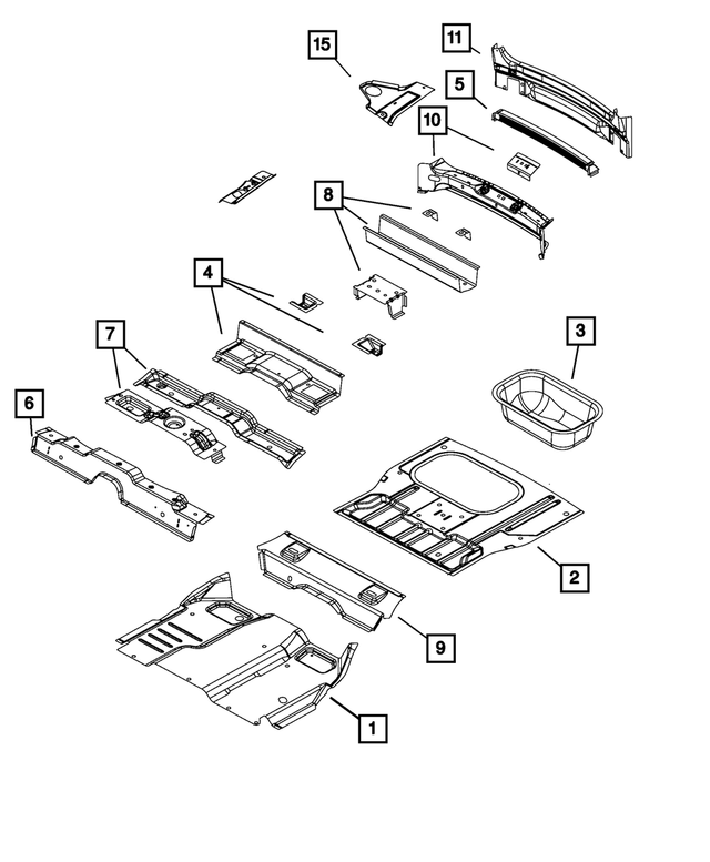 5178062AA - Body Sheet Metal Except Doors: Center Floor Pan for Mopar Image