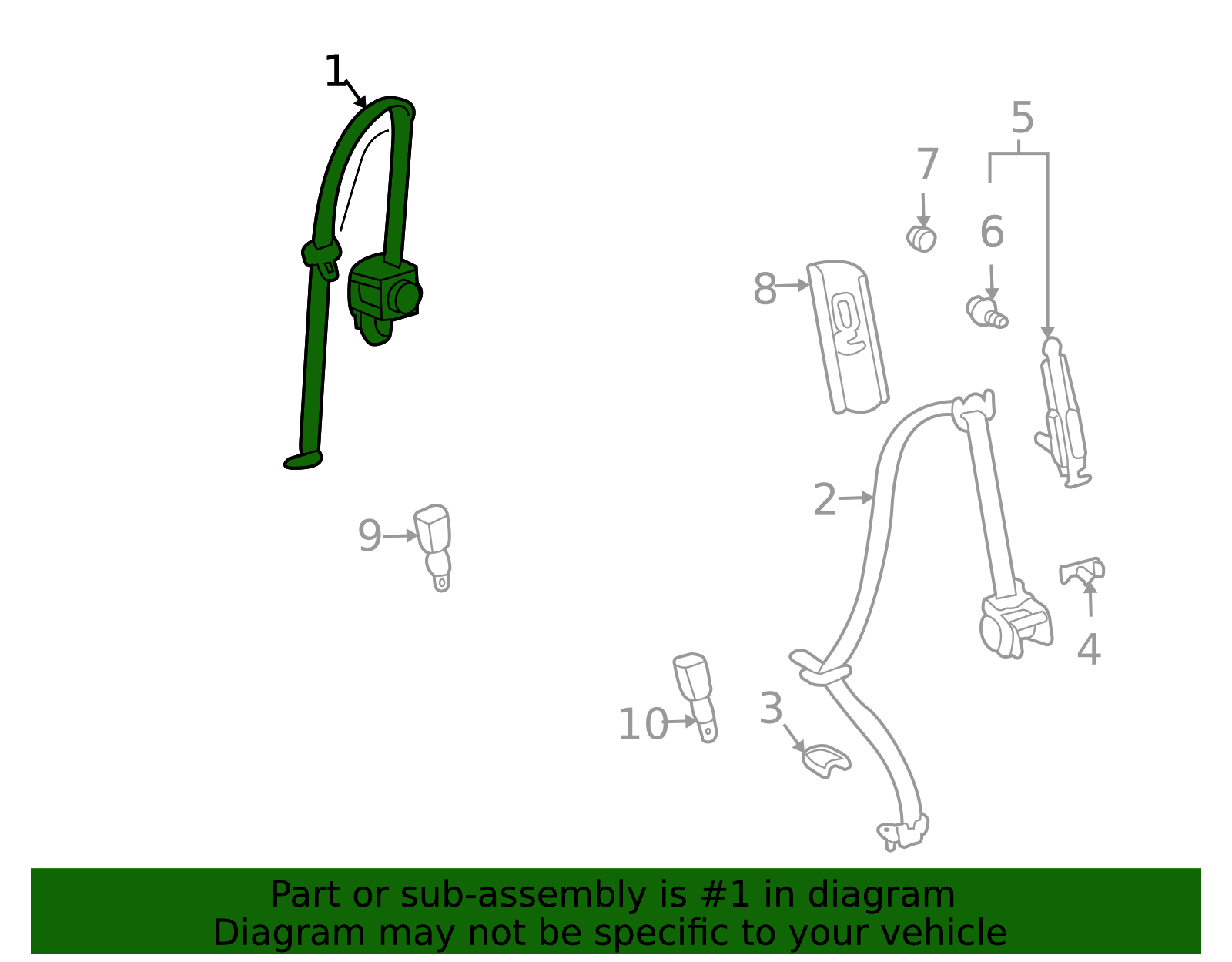 73301-AE011-B0 - Lap & Shoulder Belt 2004-2010 Toyota Sienna | Toyota ...